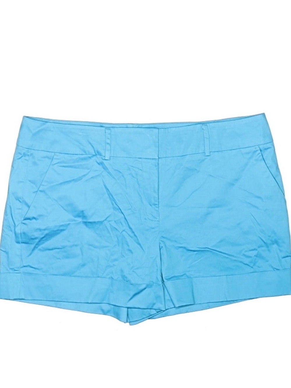 Women's Light Blue Tailored Cotton Shorts